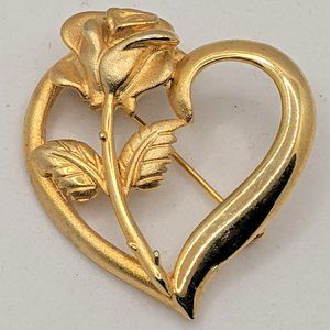 Vintage Princess Diana Memorial Heart Rose Brooch